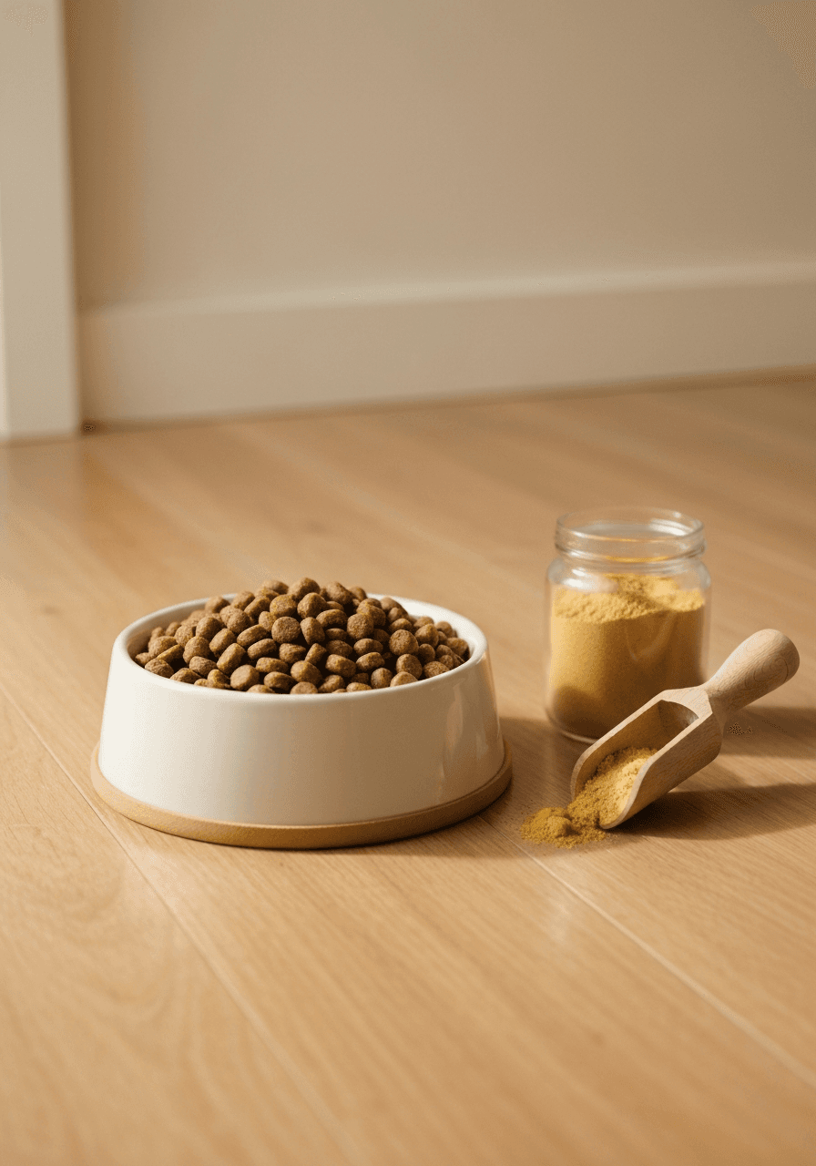 Pet bowl with protein supplement for furry friends